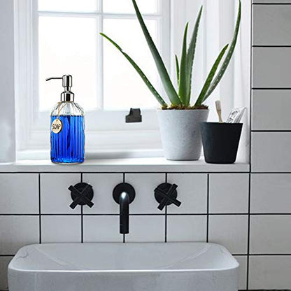 JASAI 18 Oz Clear Glass Soap Dispenser with Rust Proof Stainless Steel Pump, Refillable Liquid Hand soap Dispenser for Bathroom, Premium Kitchen Soap Dispenser (Clear). - color: Clear, size: 1 Pack