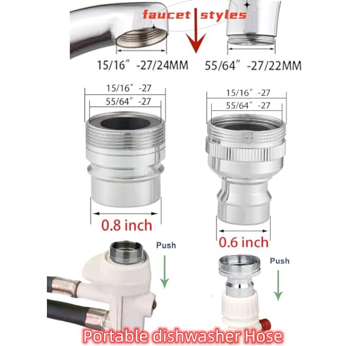 Dishwasher Faucet Adapter (Chrome-brass) fit for Danby, SPT, Homelabs, Costway, Panda, Rovsun Portable Dishwasher to Sink