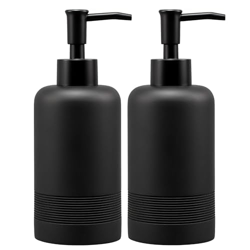 2pcs/Set Hand Soap Dispenser Sets - 10.8oz Refillable Resin Liquid Soap Dispensers with Rust-Proof Pump for Bathroom Countertop or Kitchen, Classic Black - color: Black