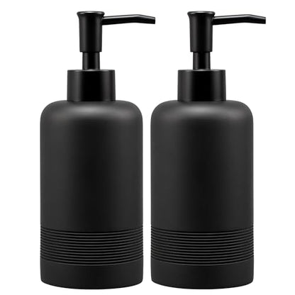 2pcs/Set Hand Soap Dispenser Sets - 10.8oz Refillable Resin Liquid Soap Dispensers with Rust-Proof Pump for Bathroom Countertop or Kitchen, Classic Black - color: Black