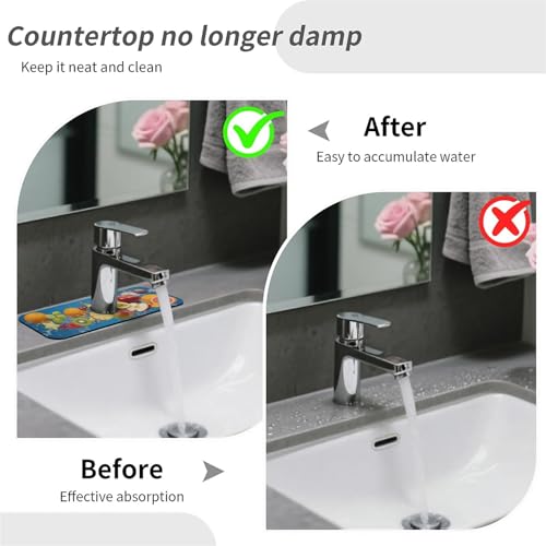 Faucet Fast Absorbent Pad - Fresh Fruit Water Splash , Suitable For Kitchen, Bathroom, Island And Other Scenes - color: Fresh Fruit Water Splash