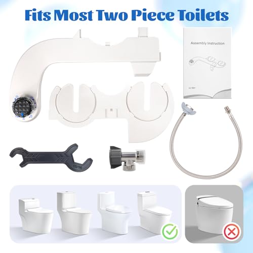 Bidet Attachment for Toilet Seat,Self-Cleaning Sprayer,Dual Nozzle Bidet with Adjustable Cold Water Pressure Control,Frontal & Rear Wash for the Elderly and Pregnant Women.Environmental Friendly Gift.