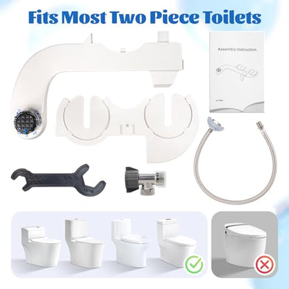 Bidet Attachment for Toilet Seat,Self-Cleaning Sprayer,Dual Nozzle Bidet with Adjustable Cold Water Pressure Control,Frontal & Rear Wash for the Elderly and Pregnant Women.Environmental Friendly Gift.