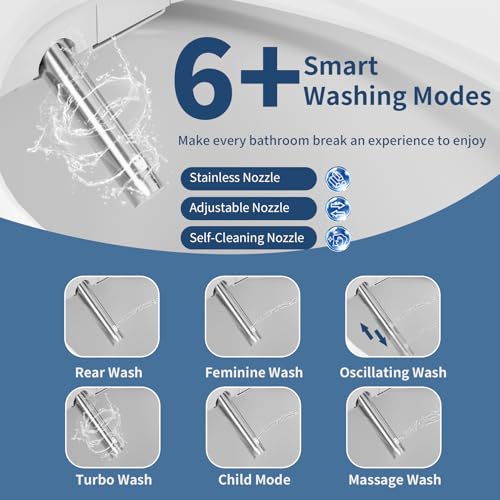 Electric Bidet Toilet Seat Elongated Warm Water Bidet With Dryer | Luxury Smart Bidet with LED Display Panel, Adjustable Pressure, Steel Nozzle, Soft-Close, Wireless Remote, for Villa & Family