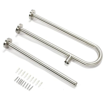 HECASA 24x30 Inch Handicap Grab Bars Rails 304 Stainless Steel Toilet Handrail Bathroom Safety Bar Wall Mount Floor Support Assist Bar for Disabled Elderly Mounted Bath Grips
