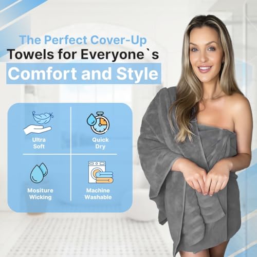 Infinitee Xclusives 100% Ring-Spun Cotton Bath Towels for Bathroom - Pack 2 | Luxury Super Soft, Absorbent & Quick-Drying |27x54 inches| Large Bathroom Towels Set |600 GSM| Gym, Shower, Spa & Hotel Use - color: Charming Grey