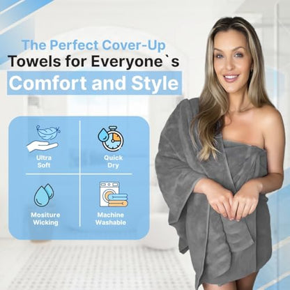 Infinitee Xclusives 100% Ring-Spun Cotton Bath Towels for Bathroom - Pack 2 | Luxury Super Soft, Absorbent & Quick-Drying |27x54 inches| Large Bathroom Towels Set |600 GSM| Gym, Shower, Spa & Hotel Use - color: Charming Grey