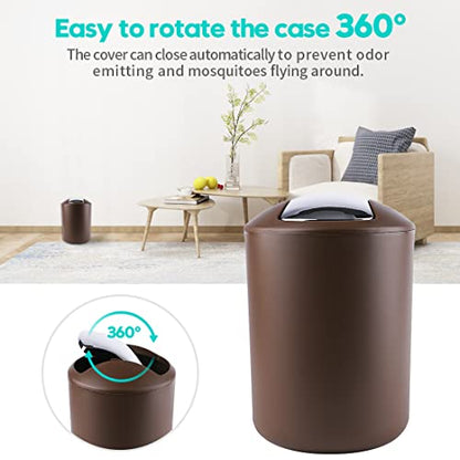 Compact 6-Piece Plastic Bathroom Accessories Set with Small Trash Can, Soap Dispenser, Toothbrush Holder, Cup, Soap Dish, Toilet Brush for Guest Bathroom Dorm Apartment (Coffee) - color: Coffee
