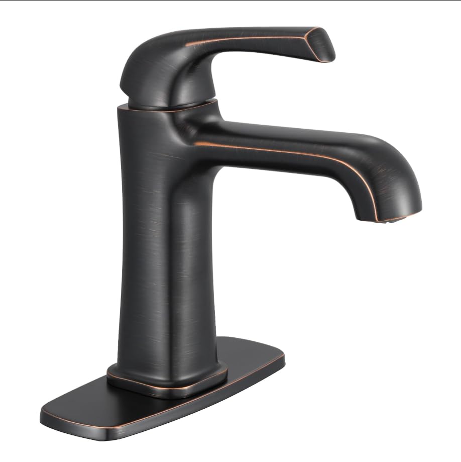 Oil-Rubbed Bronze Tub Faucet, Brass Single Hole Bathtub Faucets for 1 or 3 Holes, Brushed Faucet with Supply Lines - color: A-Oil-Rubbed Bronze