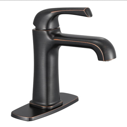 Oil-Rubbed Bronze Tub Faucet, Brass Single Hole Bathtub Faucets for 1 or 3 Holes, Brushed Faucet with Supply Lines - color: A-Oil-Rubbed Bronze