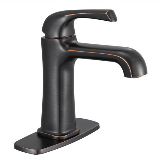 Oil-Rubbed Bronze Tub Faucet, Brass Single Hole Bathtub Faucets for 1 or 3 Holes, Brushed Faucet with Supply Lines - color: A-Oil-Rubbed Bronze