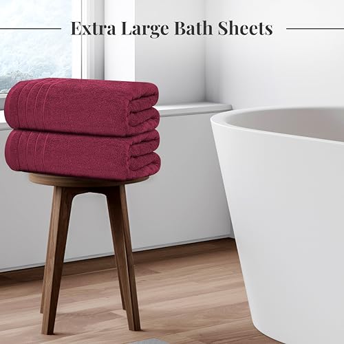 2 Piece Extra Large Bath Sheets 35 x 70 Inches, Burgundy | 100% Cotton, Larger & Lighter Weight, Quicker to Dry, Super Soft & Absorbent, Oversized Bath Towels - color: Burgundy