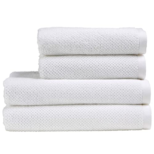 Christy Brixton 4 Piece White Towel Set | 100% Cotton | Ultra Soft | Super Absorbent | 600GSM | 2 Bath Towels 2 Hand Towels - color: White, size: 2 Hand 2 Bath Set