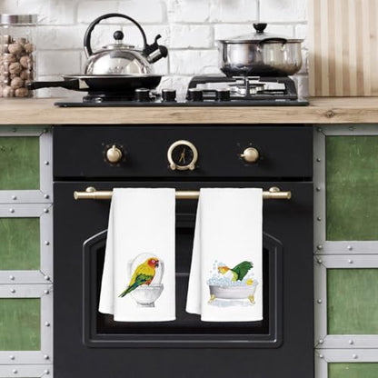 Jvpke Funny Parrot Bath Hand Towels - Set of 2, 16x24 Inches, Parrot Color, Waffle Weave, Super Absorbent, Machine Washable - color: Parrot
