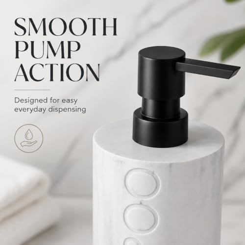 Resin White Marbled Shampoo Engraved Bottle Refillable Pump Dispenser, Durable Waterproof Construction for Bath, Shower - Resin White Marble - Matte Black Pump - color: Shampoo White