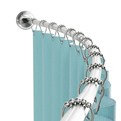 Zenna Home Curved Shower Curtain Rod, No Drill, 50-72 Inch Adjustable Tension Shower Rod for Bathroom, Rustproof, Non-Slip, Adds Room in Shower, Satin Nickel - color: Satin Nickel