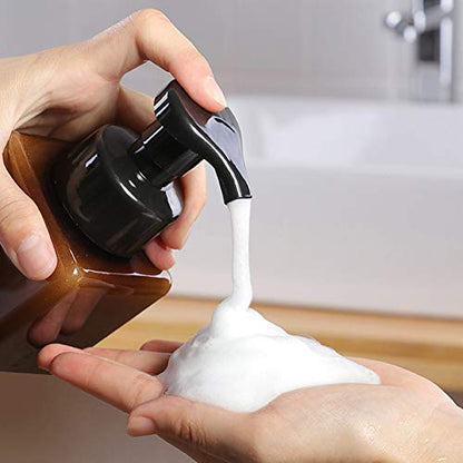Foaming Soap Dispenser, 9oz Plastic Refillable Pump Bottle, 2 Pack, Amber | Hand Dispenser for Liquid Soap, Shampoo & Body Wash – Saves Soap with Rich Foam, Reusable, Easy to Refill, BPA-Free - color: Amber, size: 9 oz (2 Pack)