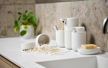 ZONE DENMARK Nova One Toothbrush Mug | Sleek and Modern Bathroom Accessory | Revitalize Your Daily Routine with Scandinavian Elegance and Practicality Unite in This Soft Touch Coating (White) - color: White, size: L:H:10.3cmD:8.3cm