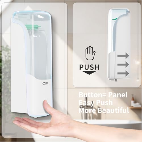 Soap Dispenser Wall Mount, 300ml No-Drill Adhesive or Screw Mounting | Shampoo Conditioner Body Wash Dispenser, Clear Refillable Liquid Lotion Pump, Home Kitchen Bathroom Commercial Office Use - color: White