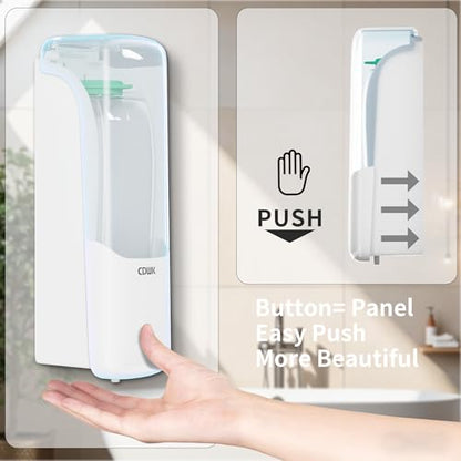 Soap Dispenser Wall Mount, 300ml No-Drill Adhesive or Screw Mounting | Shampoo Conditioner Body Wash Dispenser, Clear Refillable Liquid Lotion Pump, Home Kitchen Bathroom Commercial Office Use - color: White