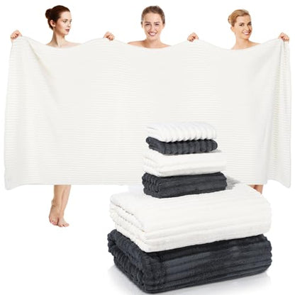 Set of 6 Oversized Microfibers Bath Towel Set 40'' x 80'' Quick Dry Absorbent Bath Sheets with 2 Extra Large Shower Towels 2 Soft Hand Towels 2 Washcloths for Bathroom Gym Spa