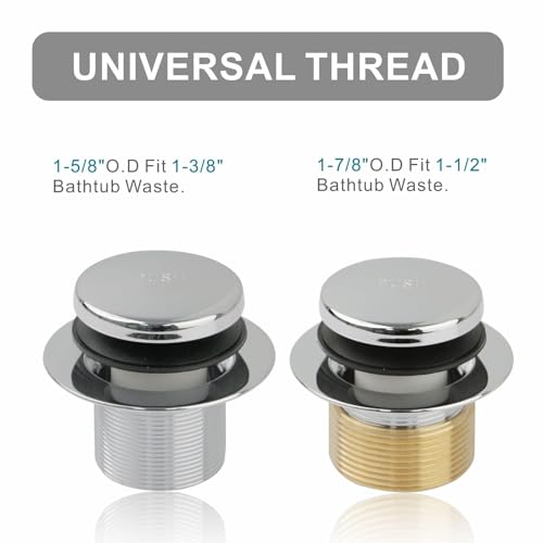 WELSAN Chrome Plated Tip-Toe Bathtub Drain with 2-Hole Overflow Faceplate | Tub Drain Trim Set, Conversion Kit Assembly, Coarse Thread Replacement, Includes an adapter, For 1-3/8" and 1-1/2" Tub Drains - color: Chrome, style: 2 Holes