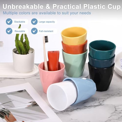uxcell 4 Pcs Simple Toothbrush Cup, 13.5 OZ Reusable Bathroom Tumbler, 2.2 x 3.5 Unbreakable Plastic Cups for Storing Toothpaste Makeup Brush Holder Water Beverages Combs, Pink/Black - color: Nordic Pink/Black