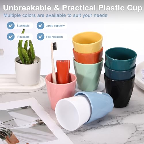 uxcell 4 Pcs Simple Toothbrush Cup, 13.5 OZ Reusable Bathroom Tumbler, 2.2 x 3.5 Unbreakable Plastic Cups for Storing Toothpaste Makeup Brush Holder Water Beverages Combs, Blue - color: Blue