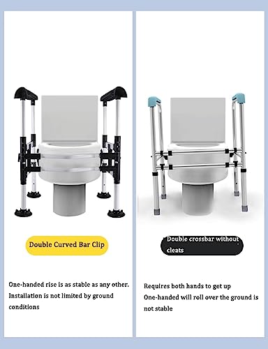 Freestanding Toilet Safety Rail - Adjustable Width and Height to fit Any Toilet, Toilet e for Seniors and Foldable Grab with Padded Handles (Black) - color: Black