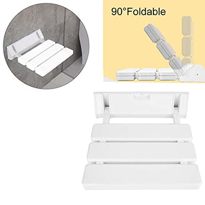 Folding Shower Seat Wall Mounted, Foldable Shower Bench, Space-Saving Fold Down Design for Seniors, Elderly & Small Shower Spaces