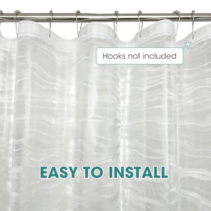Clear Plastic Shower Curtain Liner, 3D Wavy, 70x72 in, 1 Pack | 100% waterproof, PEVA, clear 3D wavy pattern, 12 rust-free pouch holes, fits standard tubs, for home, hotel, dorm - color: Wavy-clear