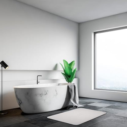 Momo Lifestyle Large Stone Bath Mat Drytomita – Quick Drying Diatomaceous Earth, Ultra Absorbent (Linen Grey, Grande 32" X 20") - size: 1'8" x 2'8" (Rectangular)
