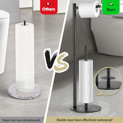 Toilet Paper Holder Stand, Toilet Paper Storage Standing, Standing Toilet Paper Stand, Standing Toilets Paper Holder with Storage, Bathroom ToiletPaper Roll Stand - color: Double Column