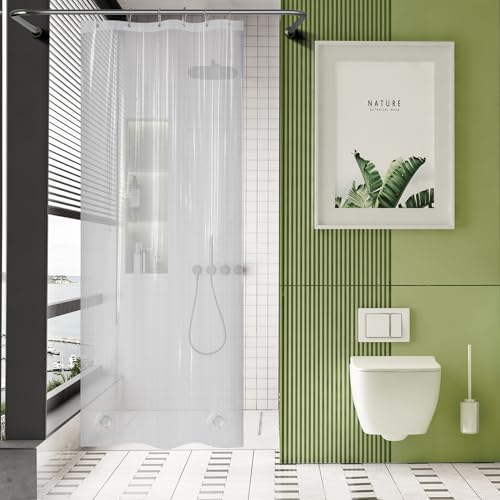 AmazerBath Stall Shower Curtain Liner 36x72, Walk in Shower Curtain Plastic, Clear Shower Stall Curtain Liner Heavy Duty Thick PEVA, Half Shower Liner with 2 Weighted Stones and 6 Grommet Holes - color: Clear, size: 36"W x 72"L (Pack of 1)