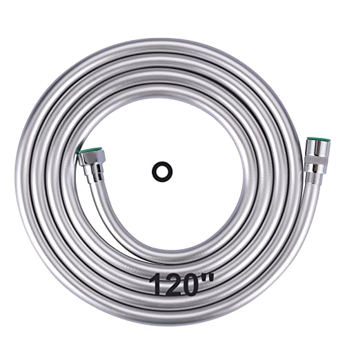 Shower Hose, 120 Inches Extra Long Shower Head Hose Extension for Bathing Toilet Cleaning Dogs Bathing Chrome Handheld Shower Hose - color: Chrome, size: 120inch