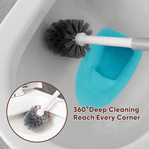 Eyliden Toilet Plunger and Brush Set, 2-in-1 Compact Holder, White | Unclogs Toilets, Deep Cleans Bowls, Nylon Bristles, Rubber Cup, Durable Plastic Caddy, Space-Saver, Bathroom Cleaning Tools - color: White & Grey