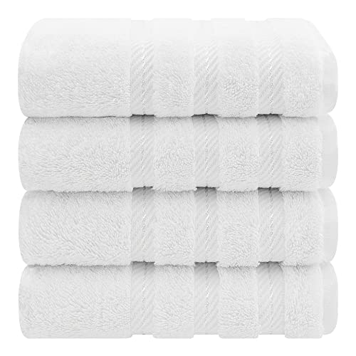 American Soft Linen 100% Cotton Luxury Turkish Towels, 4 PC Hand Towel Set | Soft Absorbent Quick Dry OEKO Tex Standard 100 Certificated Durable Machine Washable Premium Hotel Quality - color: Bright White, size: 16"x28"