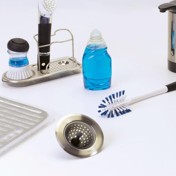 OXO Good Grips Silicone Sink Drain Strainer, Kitchen Sink Stopper | Catches Food Debris, Flexible Silicone Basket, Easy-Lift Handle, Fits Standard Drains, Dishwasher Safe, Kitchen Sink Strainer