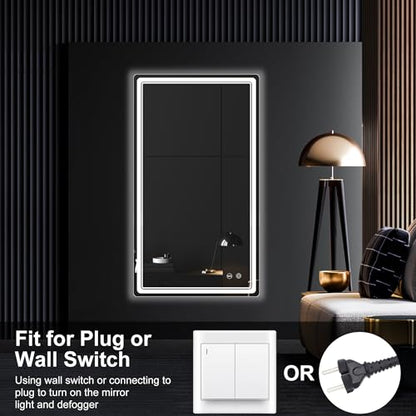 LED Bathroom Mirror with Lights, Anti-Fog, Dimmable, Lighted Bathroom Vanity Mirror for Wall, UL-Certified (27 x 48) - size: 48"L x 27"W