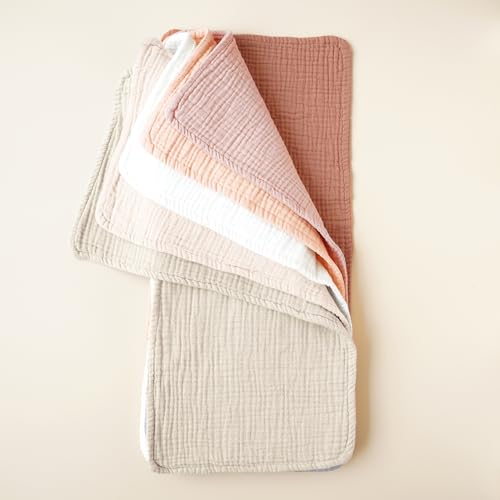 Konssy 6-Pack Thick Muslin Baby Burp Cloths, 6-Layer Ultra Soft Cotton | 100% Cotton, Burp Rags for Baby Drool & Messes, Wash Durable, Absorbent & Durable, Burping Cloths for Boys & Girls (Beige) - color: Beige