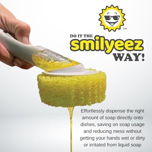 The Original Smiling Handle with Soap Dispensing for Scrub Daddy (Reg. TM) Sponge and Scrub Moji Sponge (Light Blue) - color: Light Blue