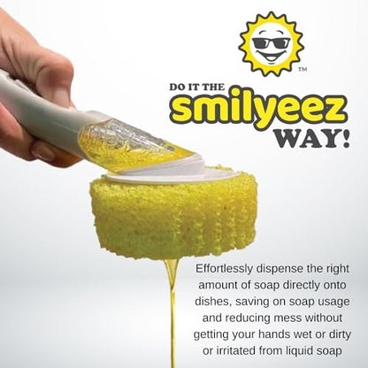 The Original Smiling Handle with Soap Dispensing for Scrub Daddy (Reg. TM) Sponge and Scrub Moji Sponge (Light Blue) - color: Light Blue