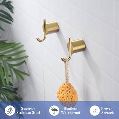Champagne Bronze Wall Towel Hooks,Holder Waterproof Towel Hooks for Hanging Coat, Clothes, Wall Mount for Kitchen,SW-96068-8CB-2. - color: Double Hook-Champagne Bronze