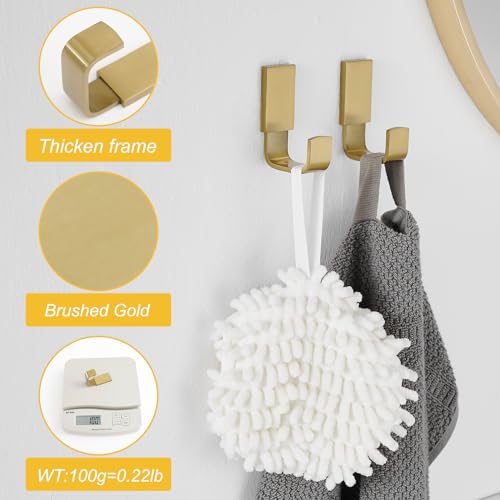 Brass Towel Hook, Bathroom Robe Coat Clothes Hook, Brushed Gold 2 Pack | Wall Mounted with Screws for Bathroom, Kitchen, Hotel, Garage, Laundry, Square Coat and Hat Hooks, Rustproof & High Quality - color: Brushed Gold, size: 2 Pack