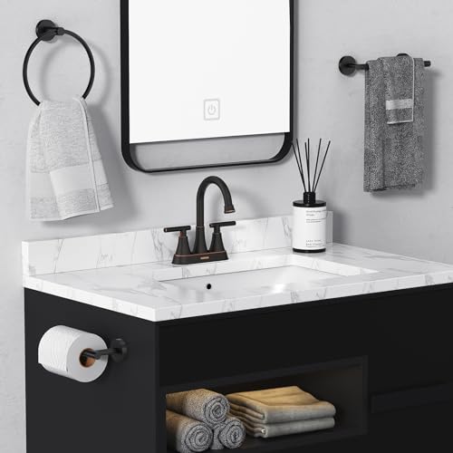 Bathroom Faucet, Hurran 4 inch Centerset 2-Handle Lead-Free, ORB | Bathroom Sink Faucet with Pop-up Drain and Supply Lines, Stainless Steel Faucet for Vanity RV Restroom Laundry Outdoor Sink - color: Oil Rubbed Bronze
