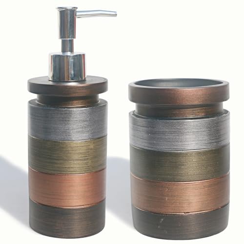 LUANT Bathroom Accessories Set Including Cup, Toothbrush Holders, Soap Dishes and Soap Dispenser, Brown