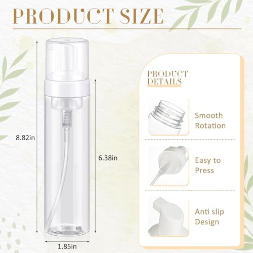 Havawish 12 Pcs 8 Oz/ 250 ml Foam Pump Bottle Transparent Empty Foaming Spray Dispenser Refillable Plastic Portable Bottle for Travel Hand Soap, Lash Cleanser - size: 8 Oz/ 250 ml