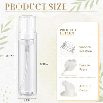 Havawish 12 Pcs 8 Oz/ 250 ml Foam Pump Bottle Transparent Empty Foaming Spray Dispenser Refillable Plastic Portable Bottle for Travel Hand Soap, Lash Cleanser - size: 8 Oz/ 250 ml
