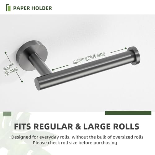 Toilet Paper Holder for Restroom, Gunmetal Gray, Wall Mounted | 304 Stainless Steel, Rustproof Tissue Holder for Bathroom, Powder Room, Stable Drilling Mounted, Space-saving Paper Storage - color: Gun Gray