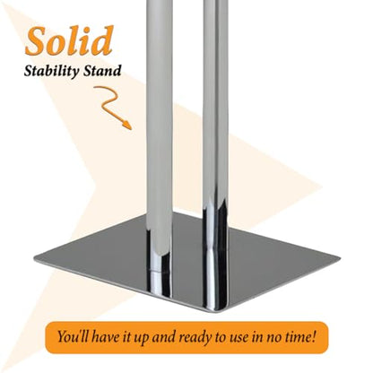 KB Designs - Metal Modern 2 Bar Free Standing Towel Quilt Rack Stand, Chrome